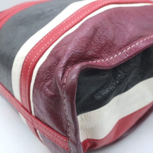 Balenciaga Bazar S Shopper Tote Red/Multi Striped Leather Crossbody Bag - Picture 12 of 15